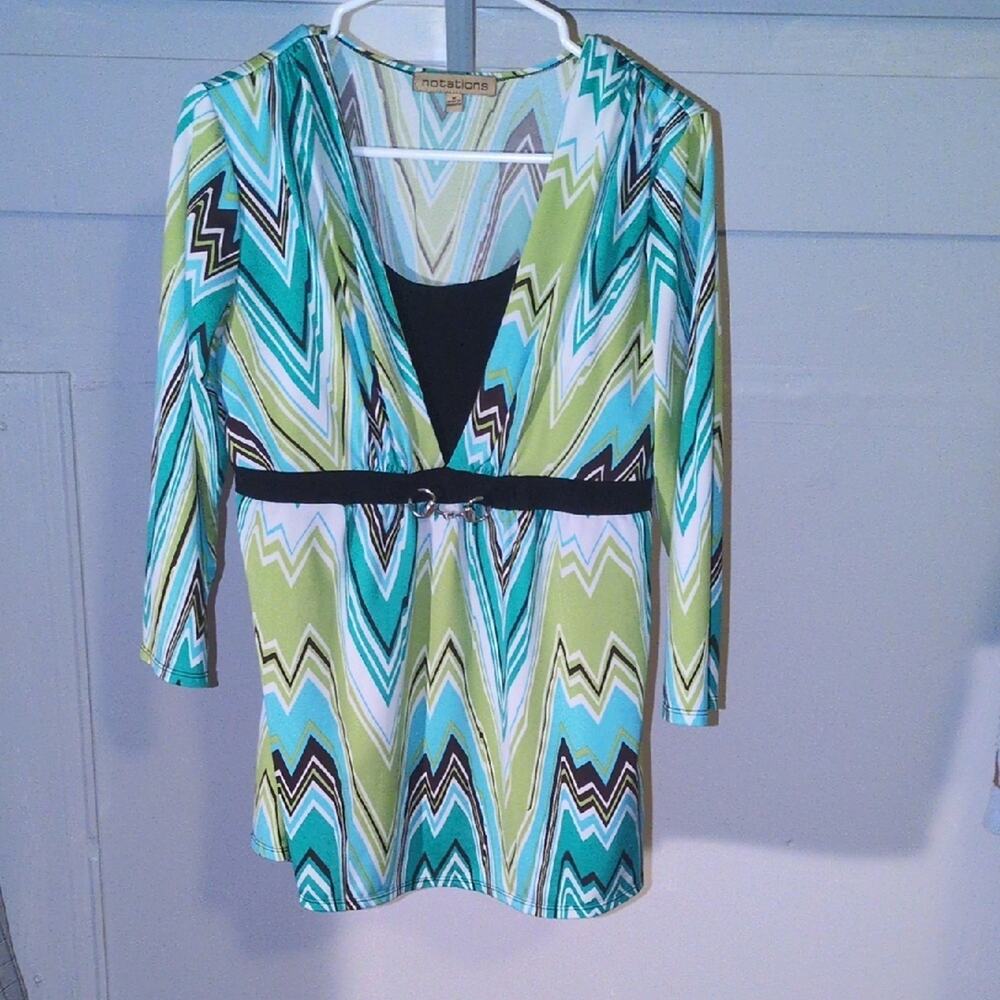 Notations Multicolor Chevron Blouse